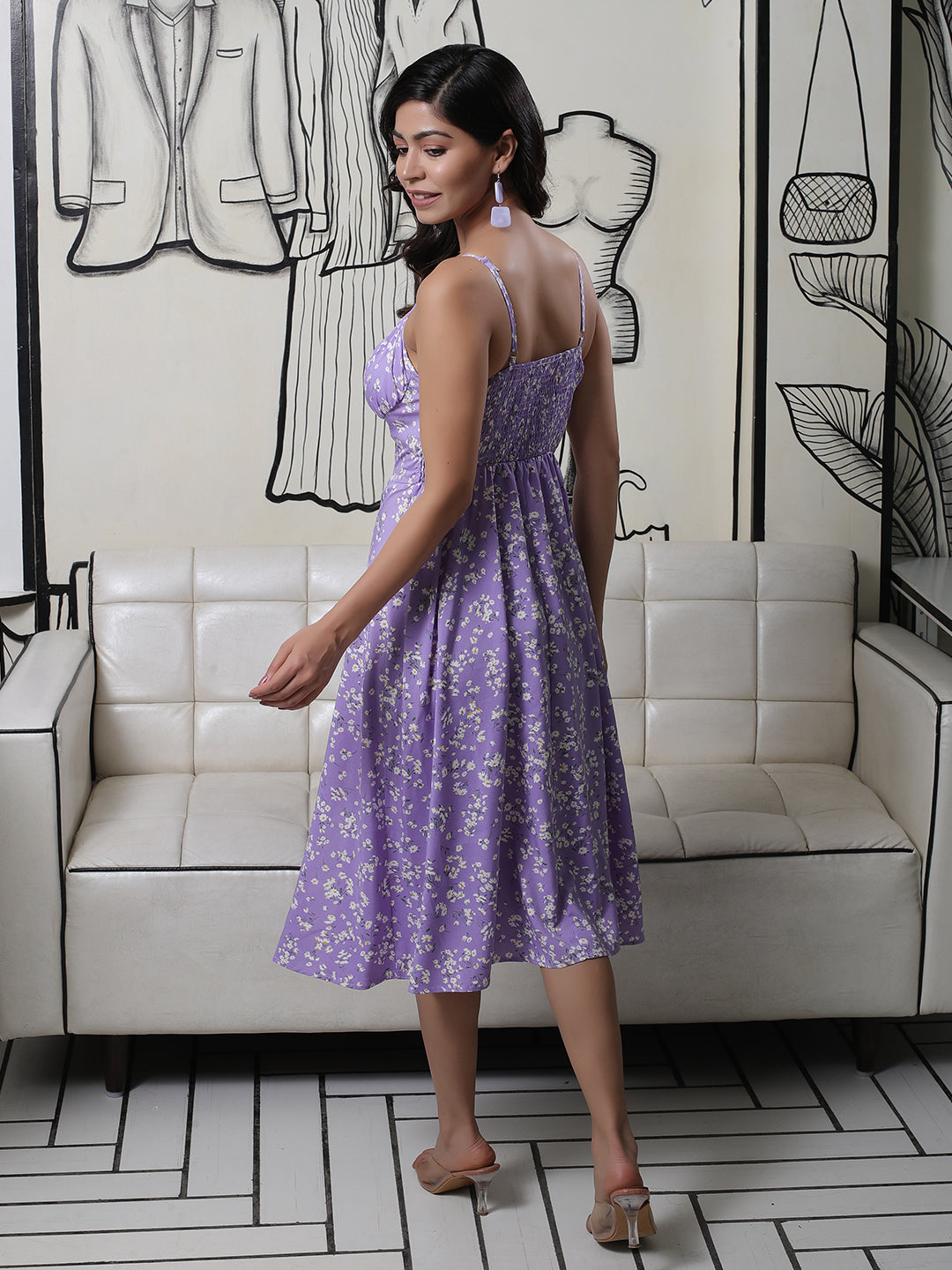 Lavender Empire Waist A-Line Dress