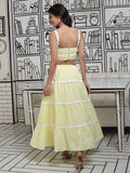 Yellow Tiered Skirt with black Lace