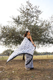 White & Black Floral printed Saree with blouse