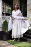 White Floor length Anarkali with Dupatta