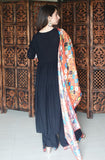 Black Nyra Cut A-Line Kurta Set