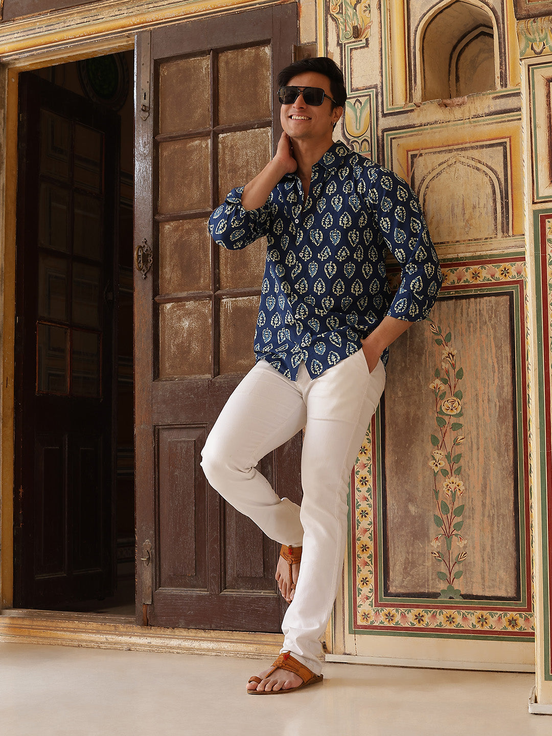 Blue Ethnic Motifs Shirt