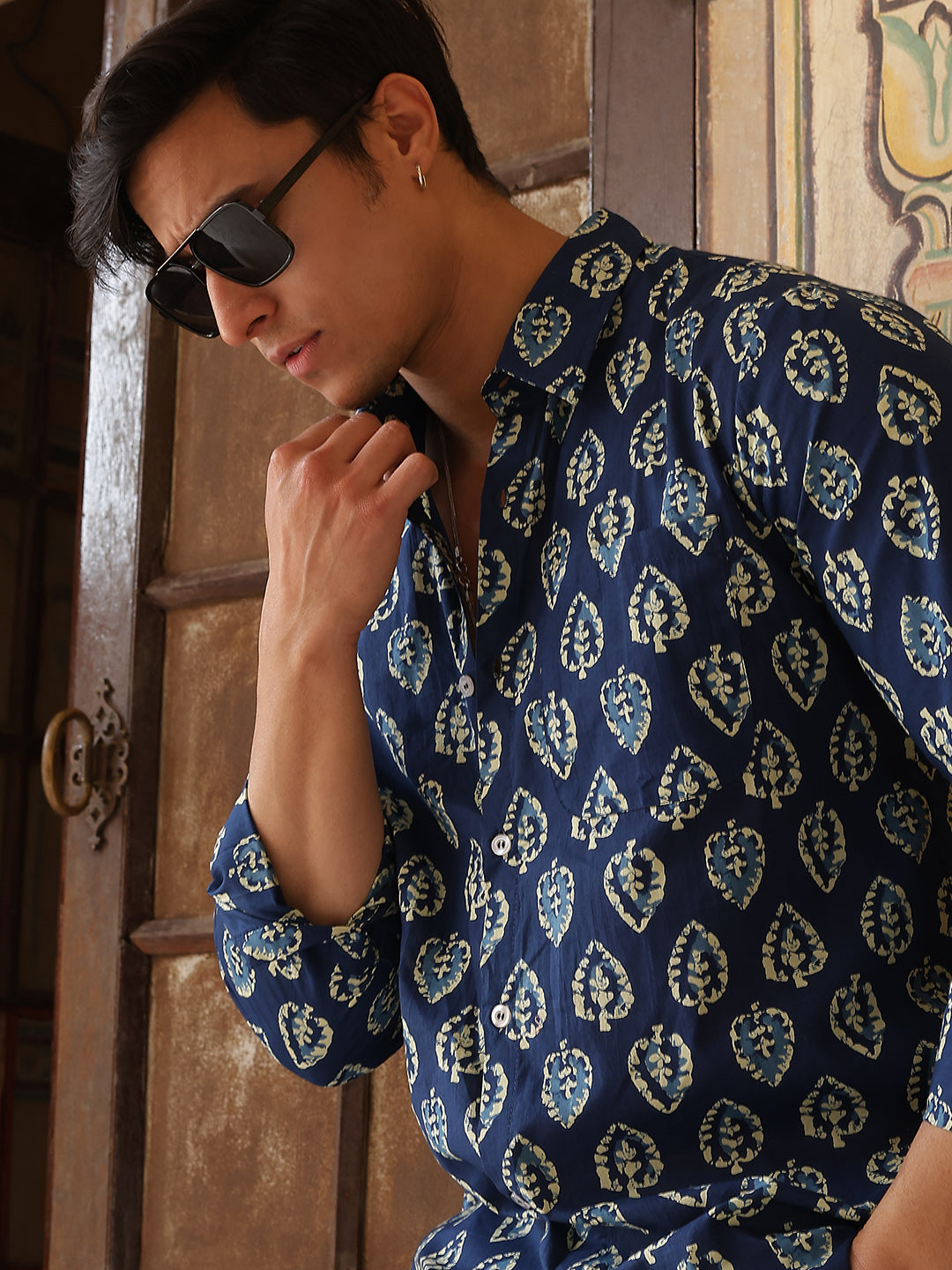 Blue Ethnic Motifs Shirt