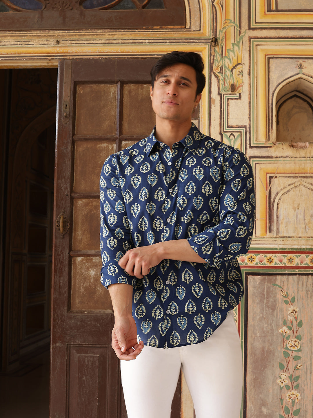 Blue Ethnic Motifs Shirt