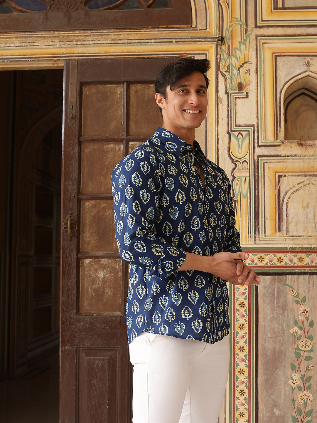 Blue Ethnic Motifs Shirt