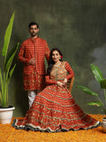 Red Floral Print Couple Combo Set