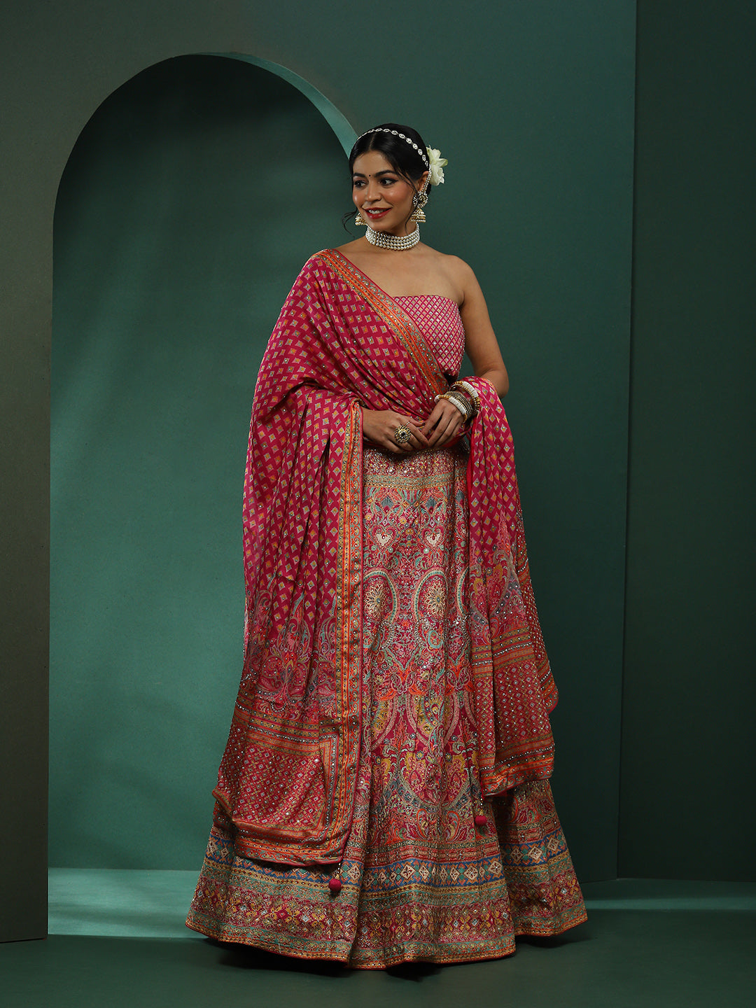 Pink Embroidered Lehenga Choli With Dupatta