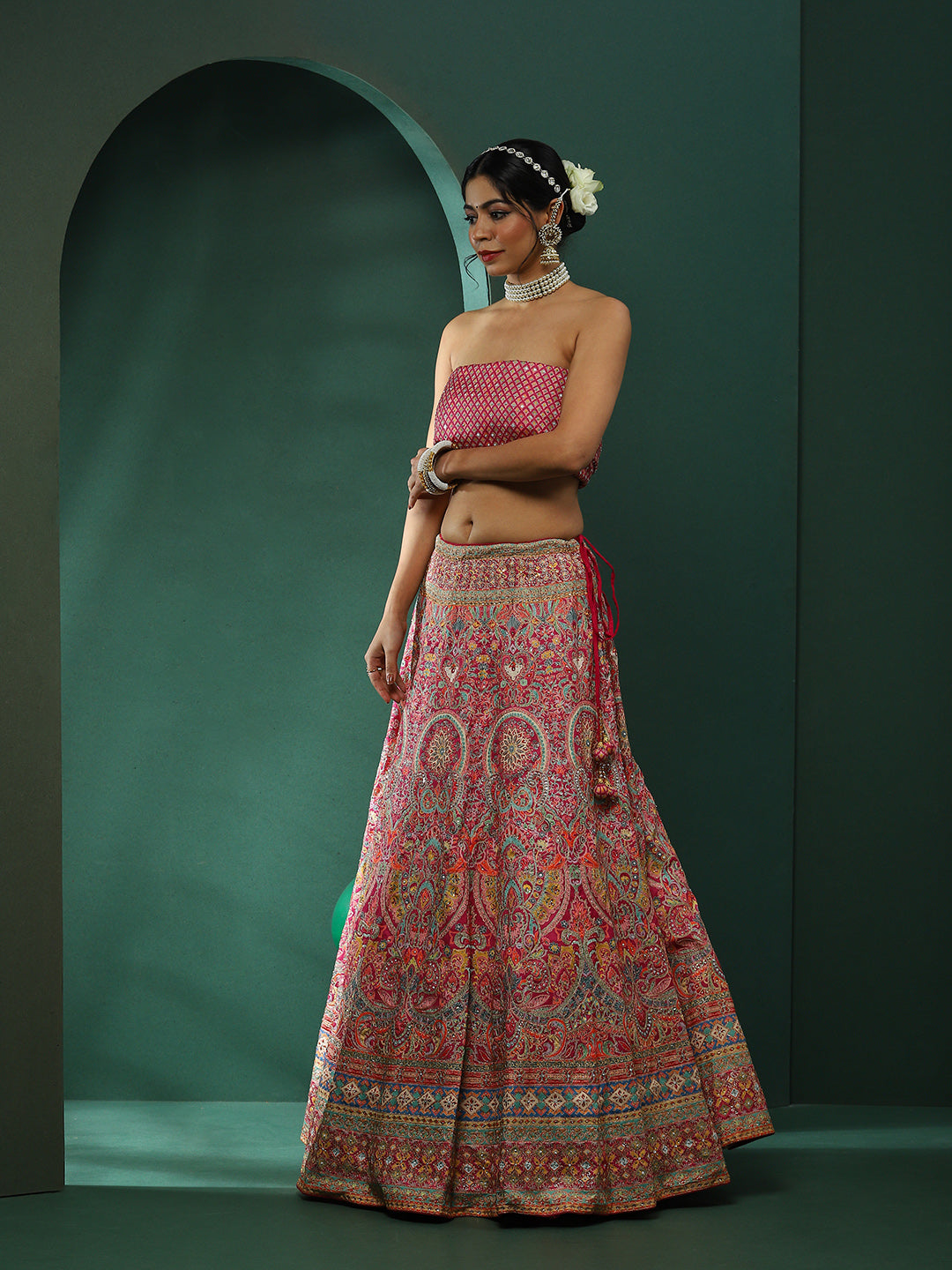 Pink Embroidered Lehenga Choli With Dupatta