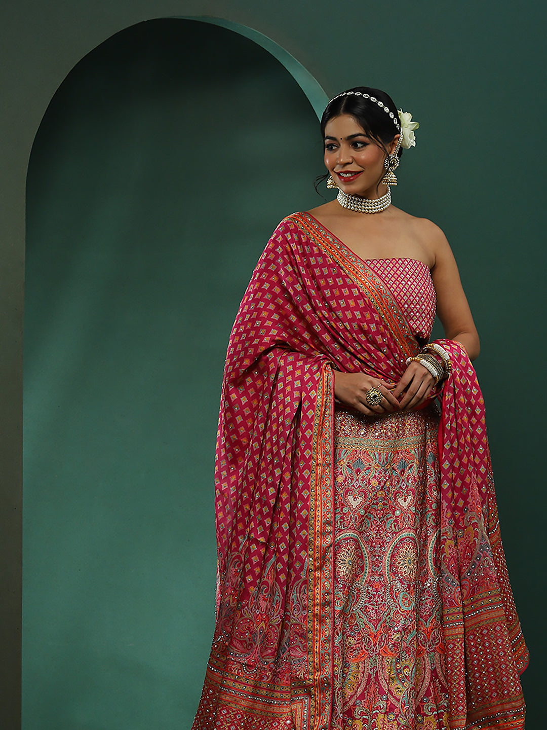 Pink Embroidered Lehenga Choli With Dupatta