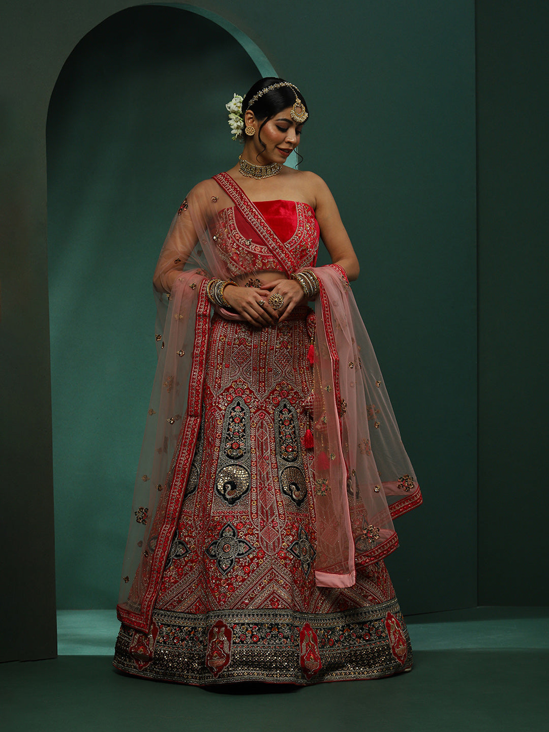 Pink Embroidered Lehenga Choli With Dupatta