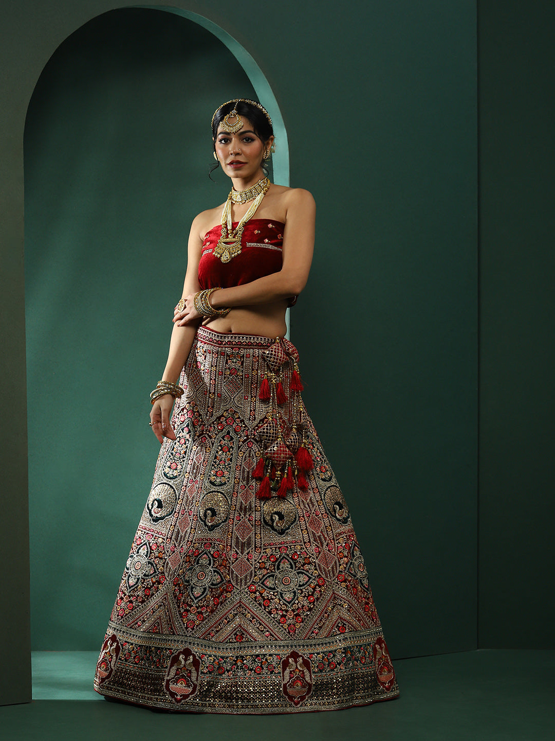 Maroon Embroidered Lehenga Choli With Dupatta