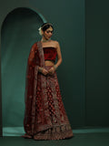 Maroon Embroidered Lehenga Choli With Dupatta