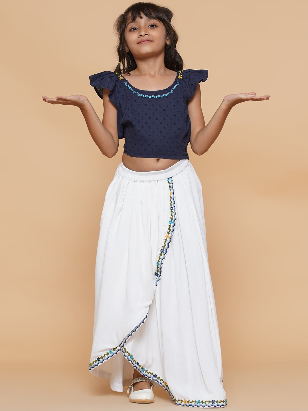 Blue & White Embroidered Lehenga Choli