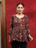 Black & Maroon Printed Tunic