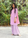 Pink Printed Cotton Kurta and Sharara with dupatta