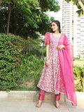 Purple Floral Embroidered Anarkali Pant With Dupatta
