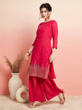 Pink Sequin Kurta With Sharara