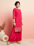 Pink Sequin Kurta With Sharara