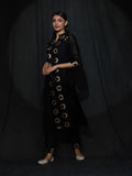 Black Woven Designed Kurta With Pant