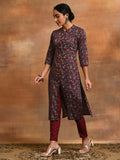 Maroon Kantha Work Kurta With Pant