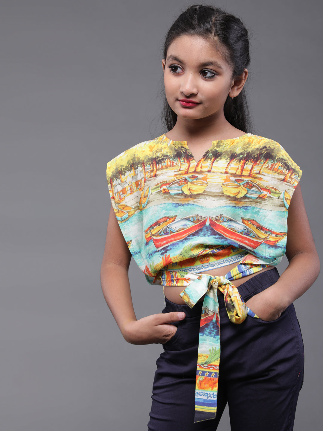 Multicolor Boat Print Top