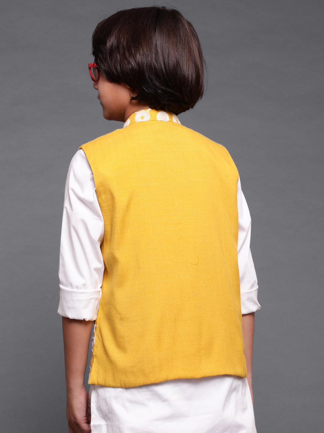 Yellow Embroidered Nehru Jacket