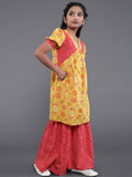 Yellow Floral Print Kurta With Palazzo