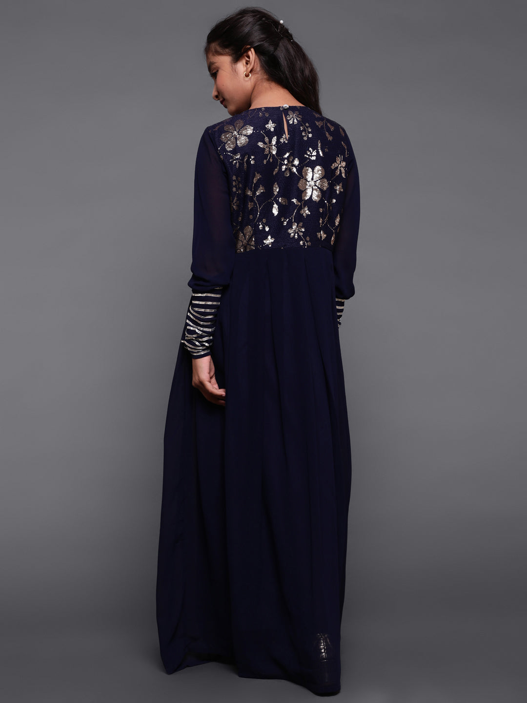 Mother Daughter Combo-Navy Blue Sequined Dress