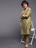 Green Digital Print Long Kurta With Churidar