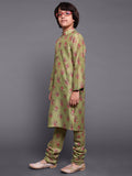 Green Digital Print Long Kurta With Churidar