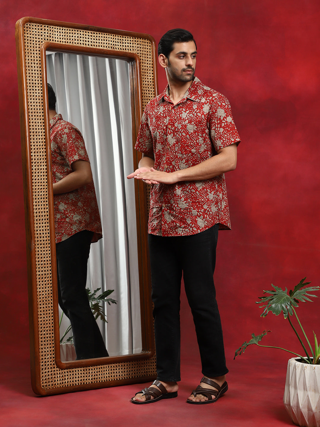 Red Floral Print Shirt