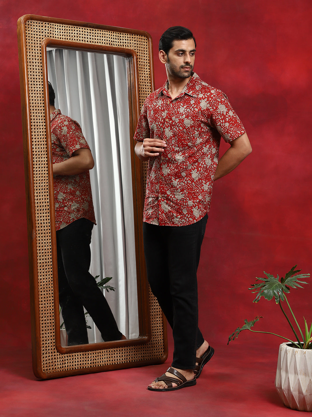 Red Floral Print Shirt