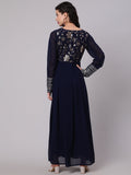 Mother Daughter Combo-Navy Blue Sequined Dress