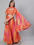 Orange Leheriya Lehenga Choli Mother Daughter Combo