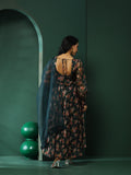 Green Floral Print Anarkali Pant With Dupatta