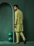 Green Kurta Pyjama With Bandhani Print Nehru Jacket