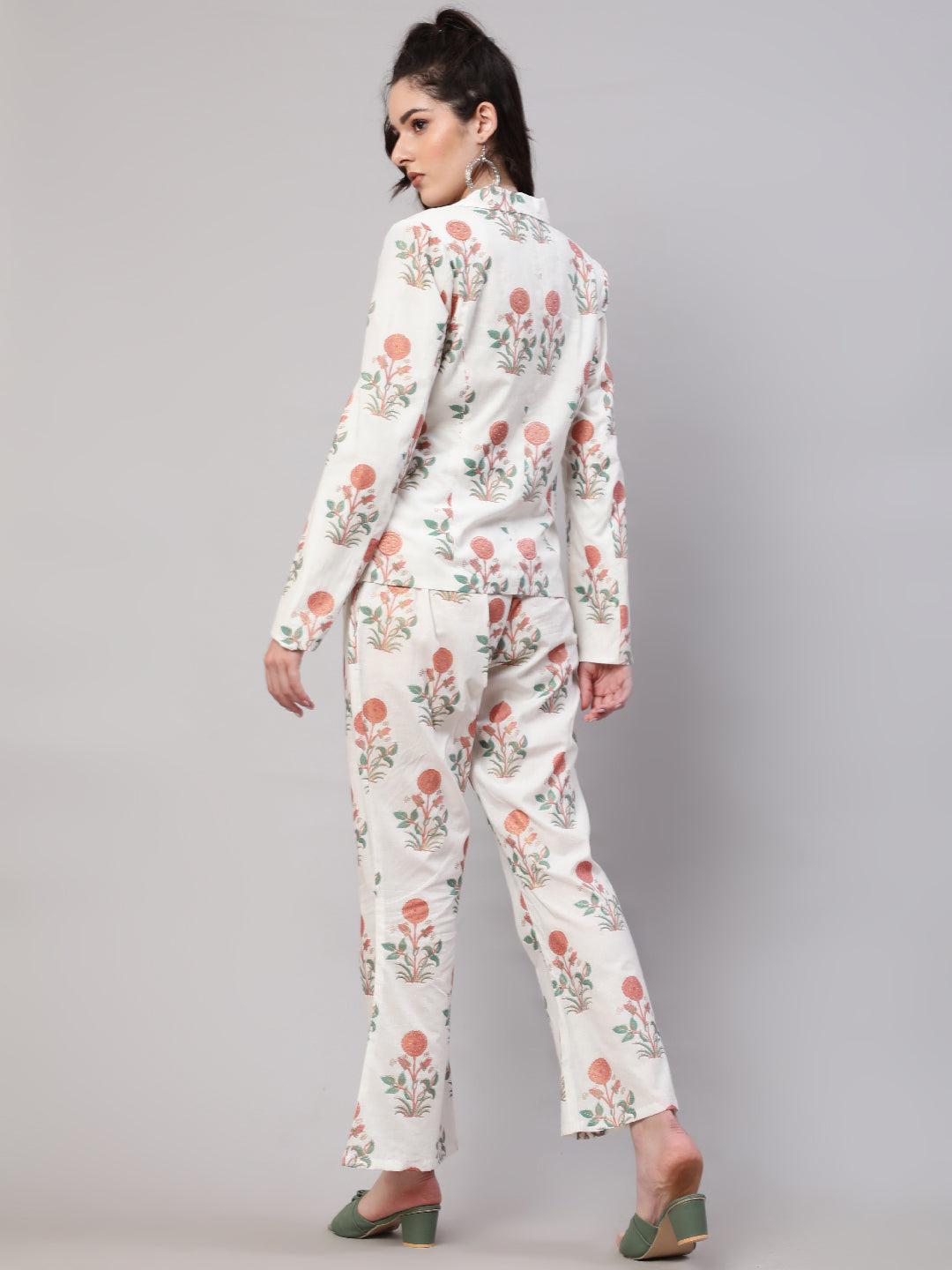 White Floral Print Co-ord Set