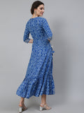 Blue Bandhani Print Maxi Dress