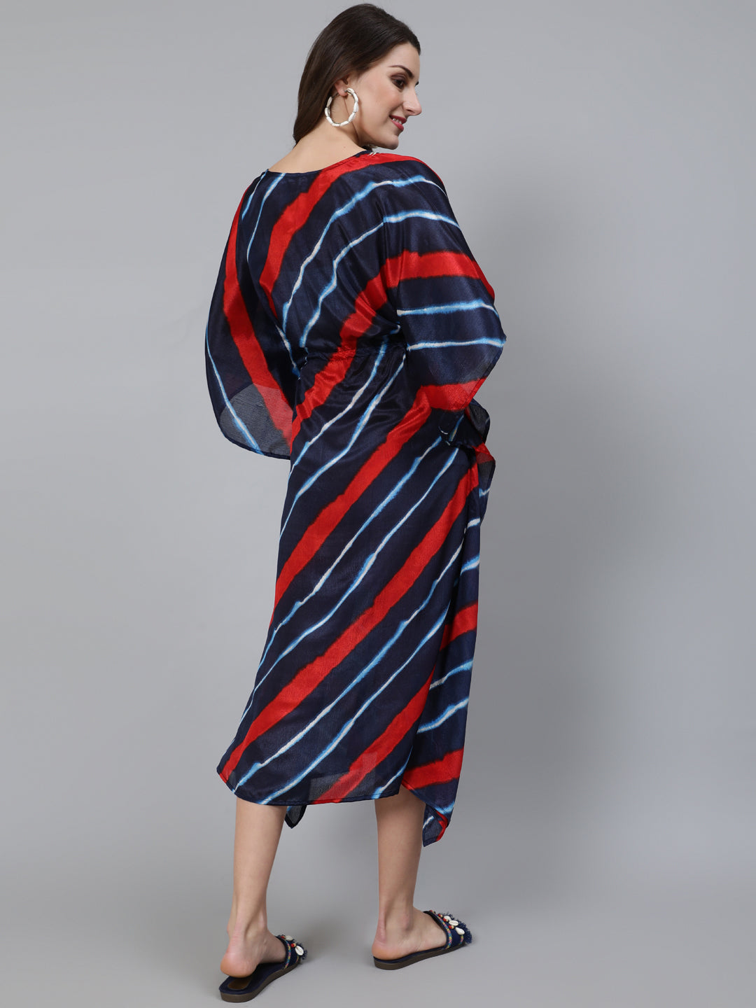 Indigo Leheriya Print Chinnon Kaftan Mother Daughter Combo