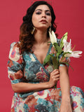 Multicolor Floral Print A-Line Dress