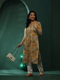 Cream Mulmul Ethnic Printed Kurta