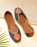 Blue & Orange Printed Handcrafted Mojaris