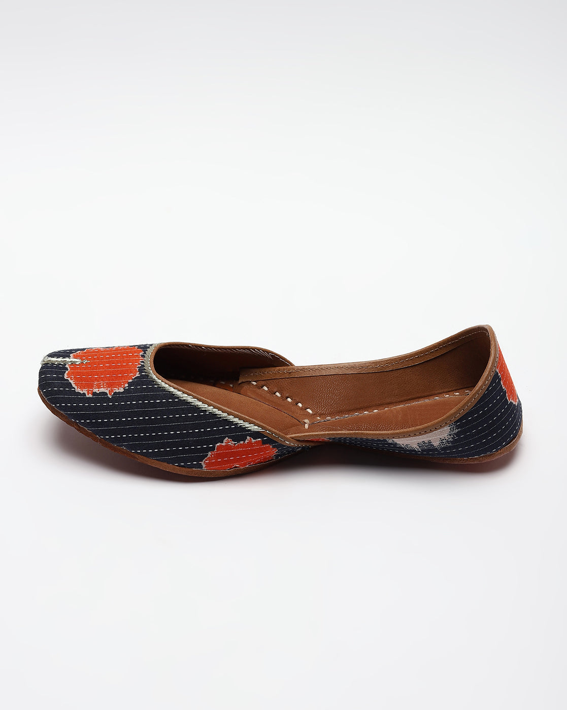 Blue & Orange Printed Handcrafted Mojaris