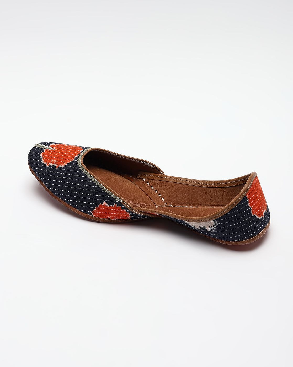 Blue & Orange Printed Handcrafted Mojaris