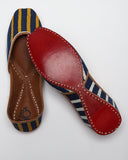 Blue & Yellow Striped Handcrafted Mojaris