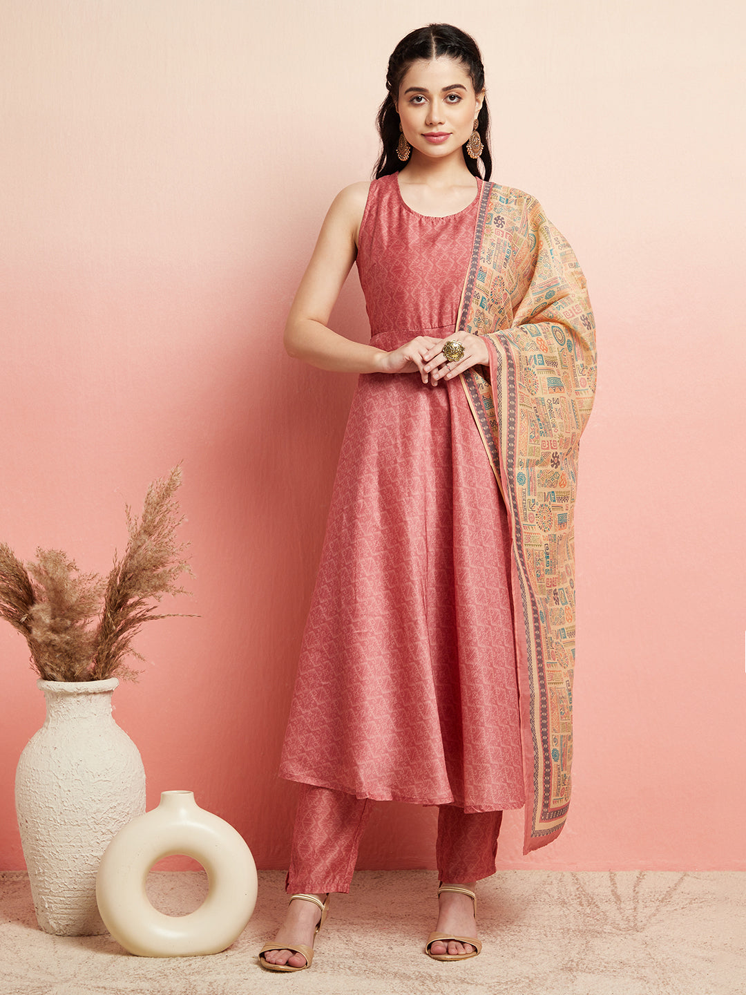 Mauve Anarkali with Dupatta Mother Daughter Combo